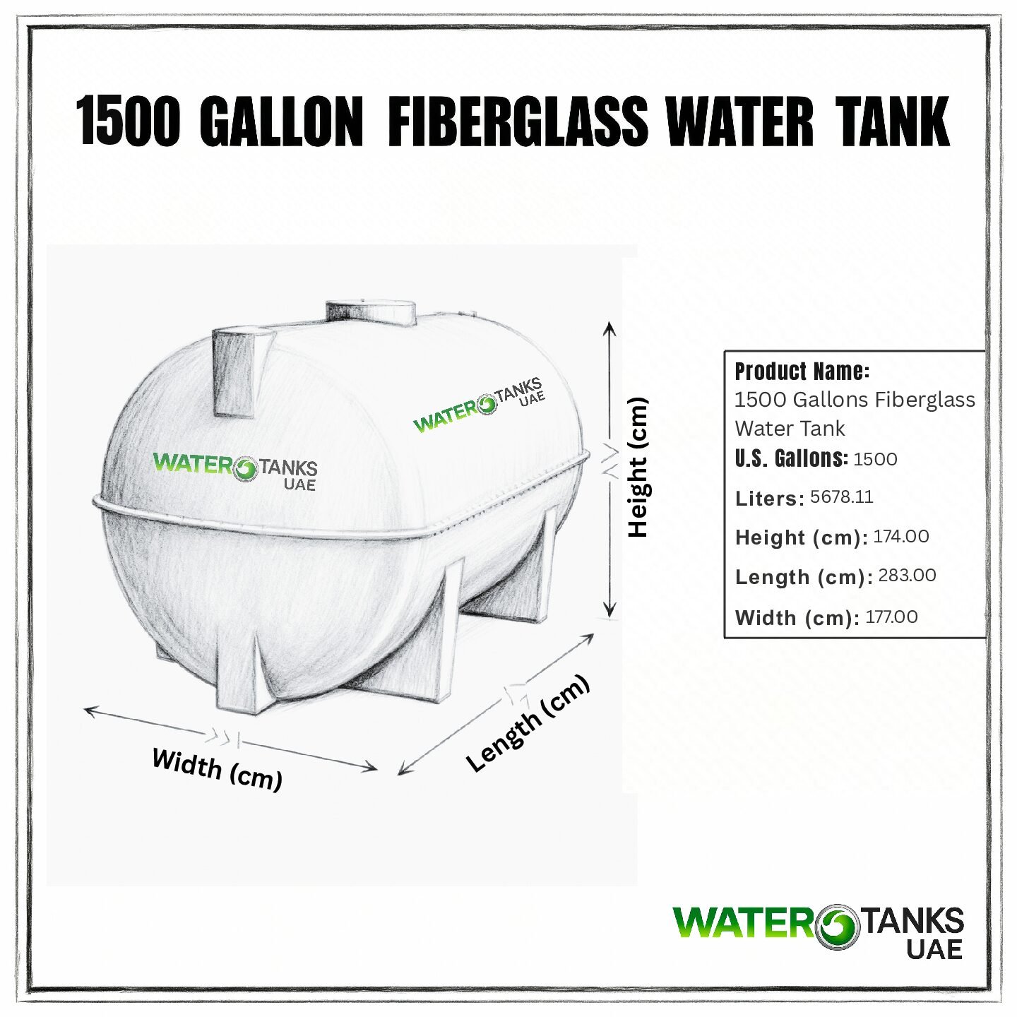 1500 Gallon Water Tank | Fiber Water Tank | Water Tanks UAE - Image 2